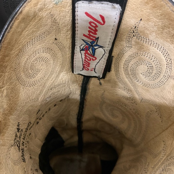 Tony Lama Vintage Black Cowboy Boots Sz 7B - Picture 6 of 15